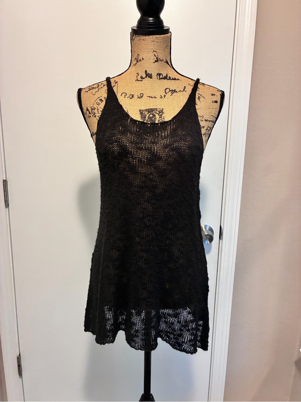 Philosophy Black Open-Knit Scoop Neck Tank